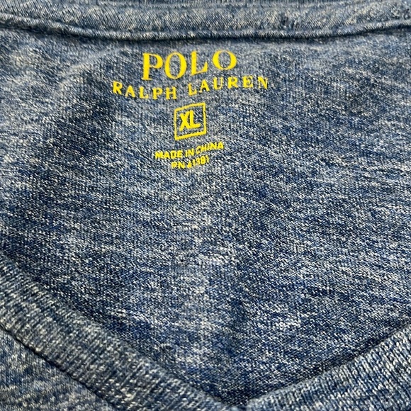 Polo by Ralph Lauren Men's V-neck Heathered Blue T-Shirt, VGUC. - Picture 2 of 5